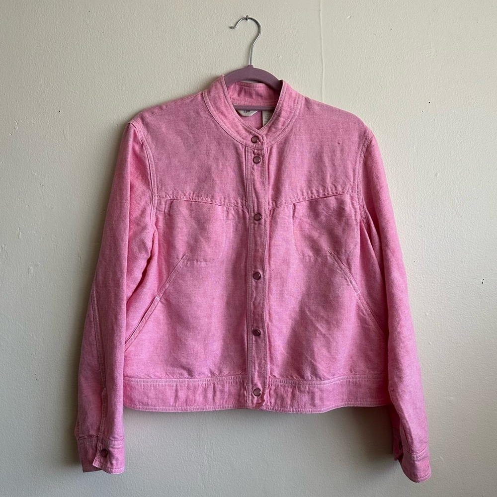 J. JILL Linen Blend Pink Jacket w/ Pockets - L